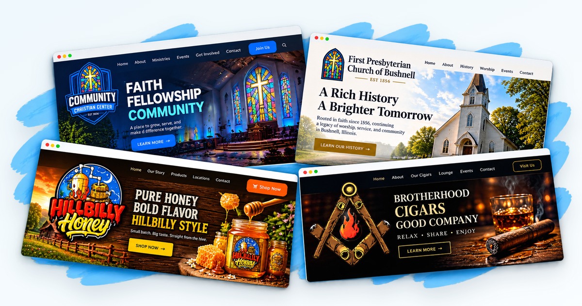 Collage of four website projects